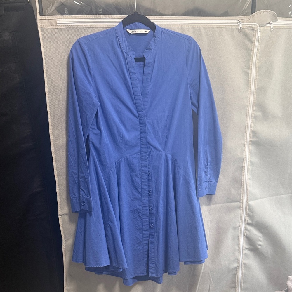 Zara Blue Long Sleeve Dress